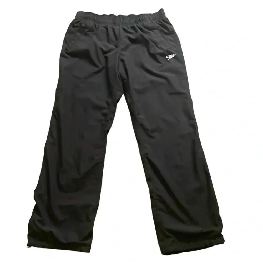 Speedo Men’s black practice joggers Mesh lining Toggle cinch ankle Size M